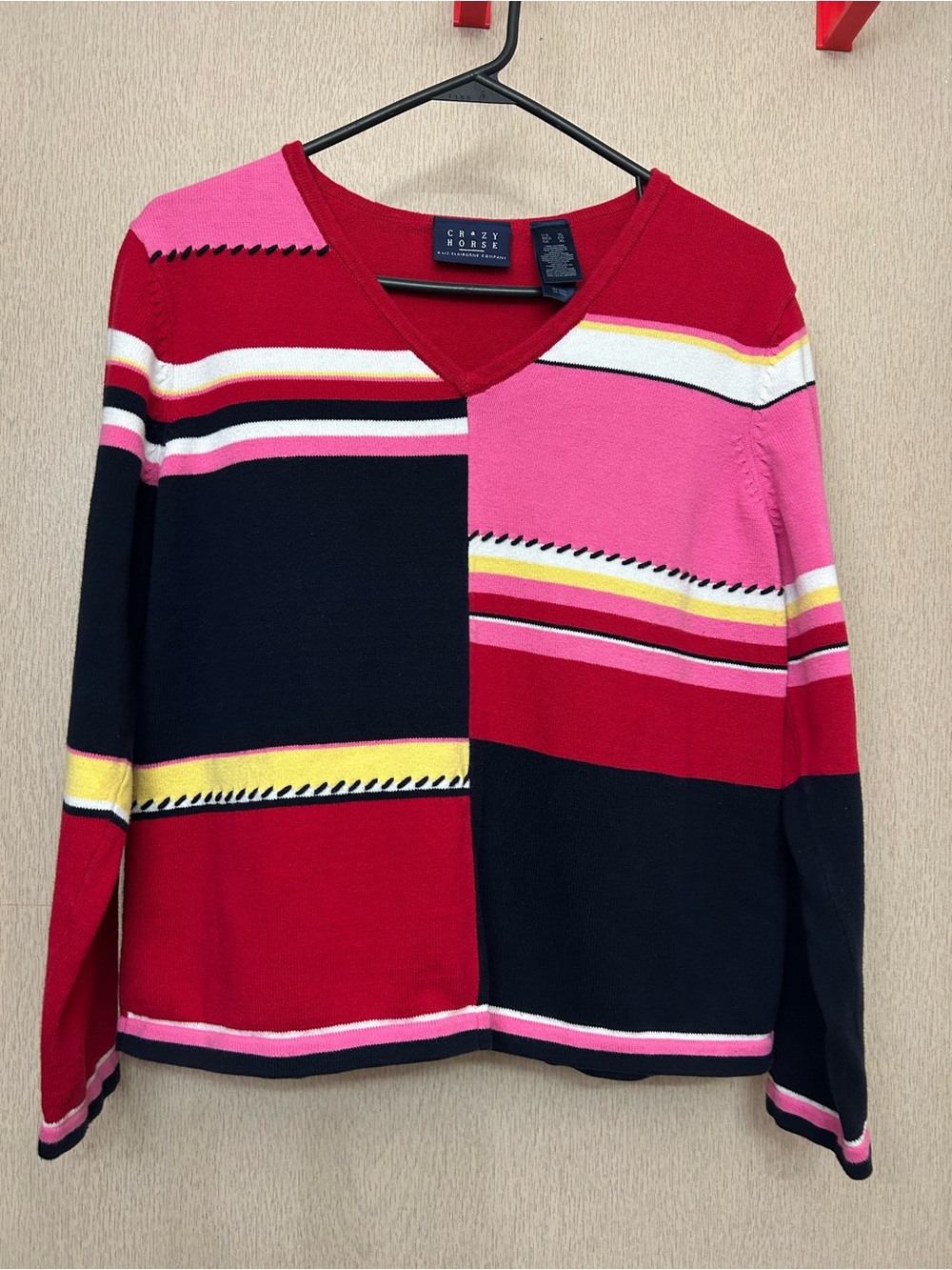 Crazy Horse - 100% Cotton Vintage Striped Sweater - Size XL